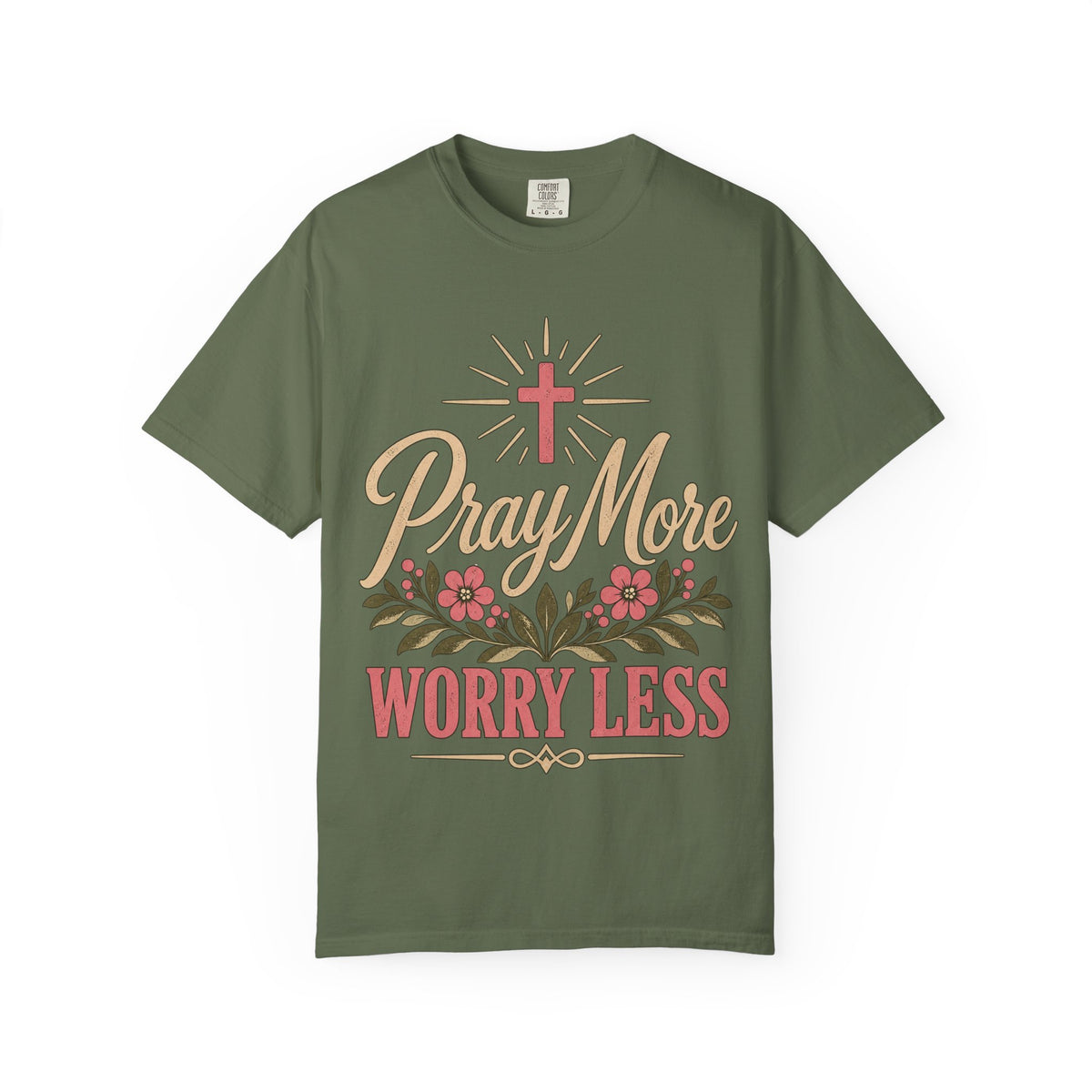 Pray More Worry Less T-shirt | Christian Cross Floral Tee