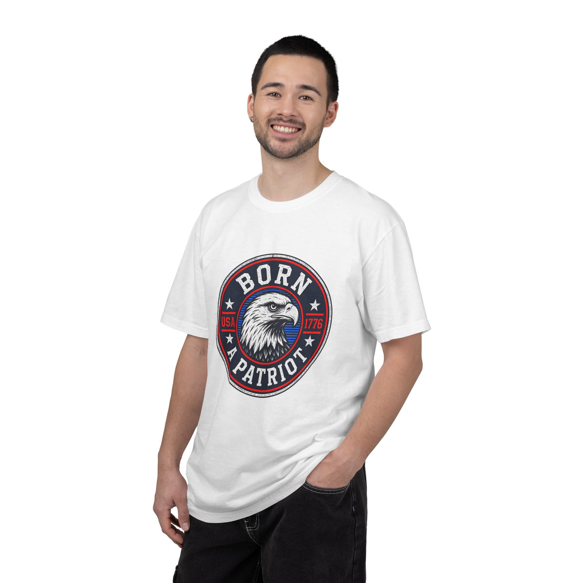 Born a Patriot Eagle Badge T-shirt | USA 1776 Americana