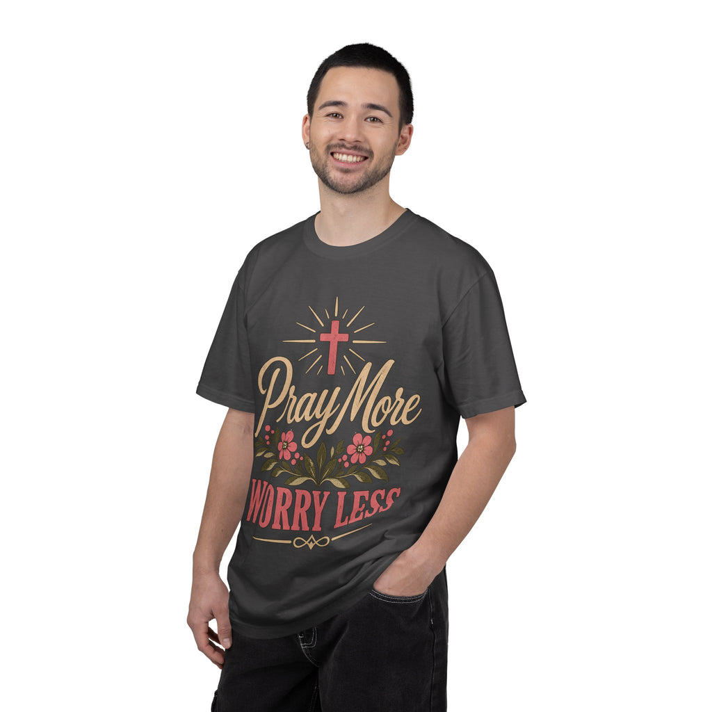 Pray More Worry Less T-shirt | Christian Cross Floral Tee