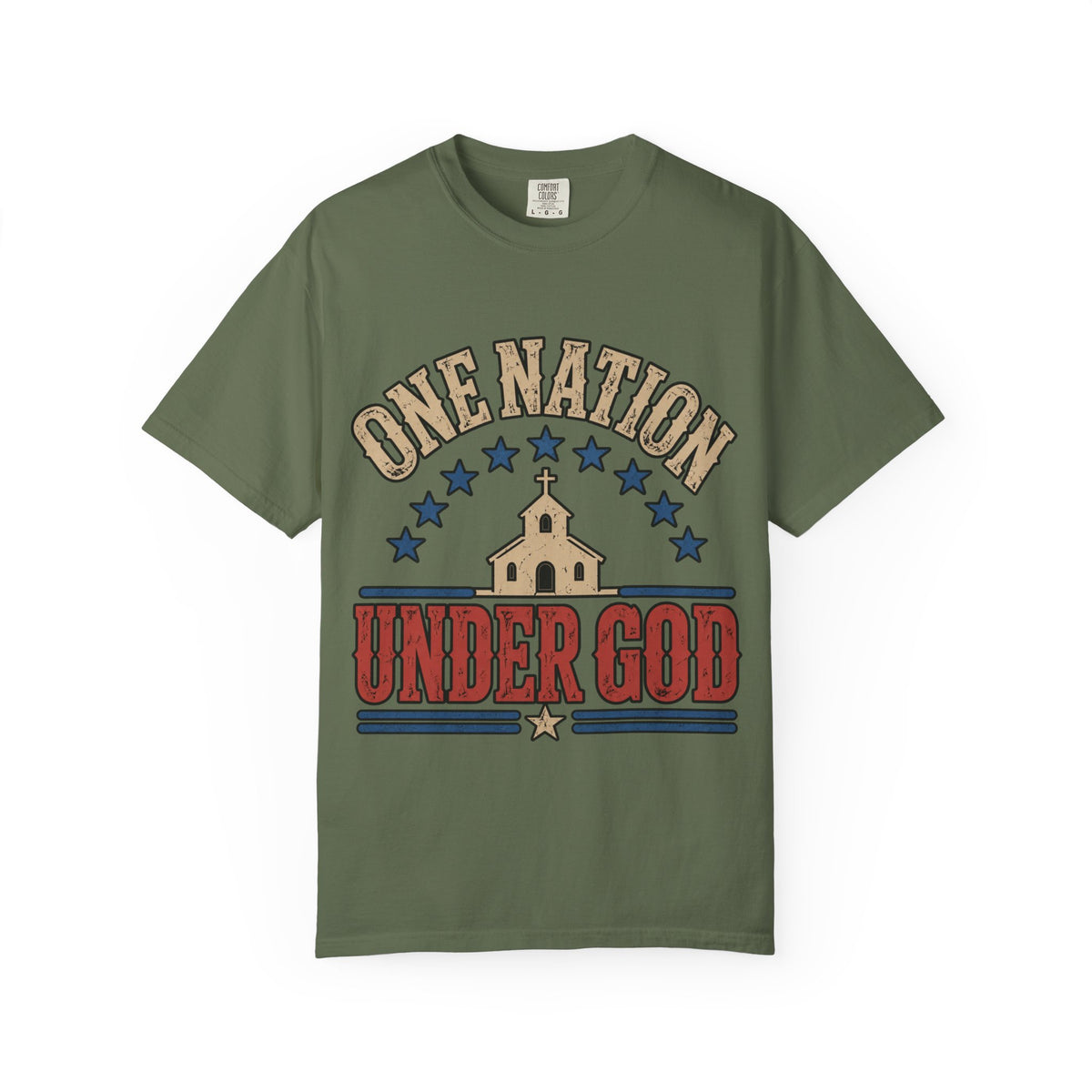 One Nation Under God T-shirt | Patriotic Church Cross Stars