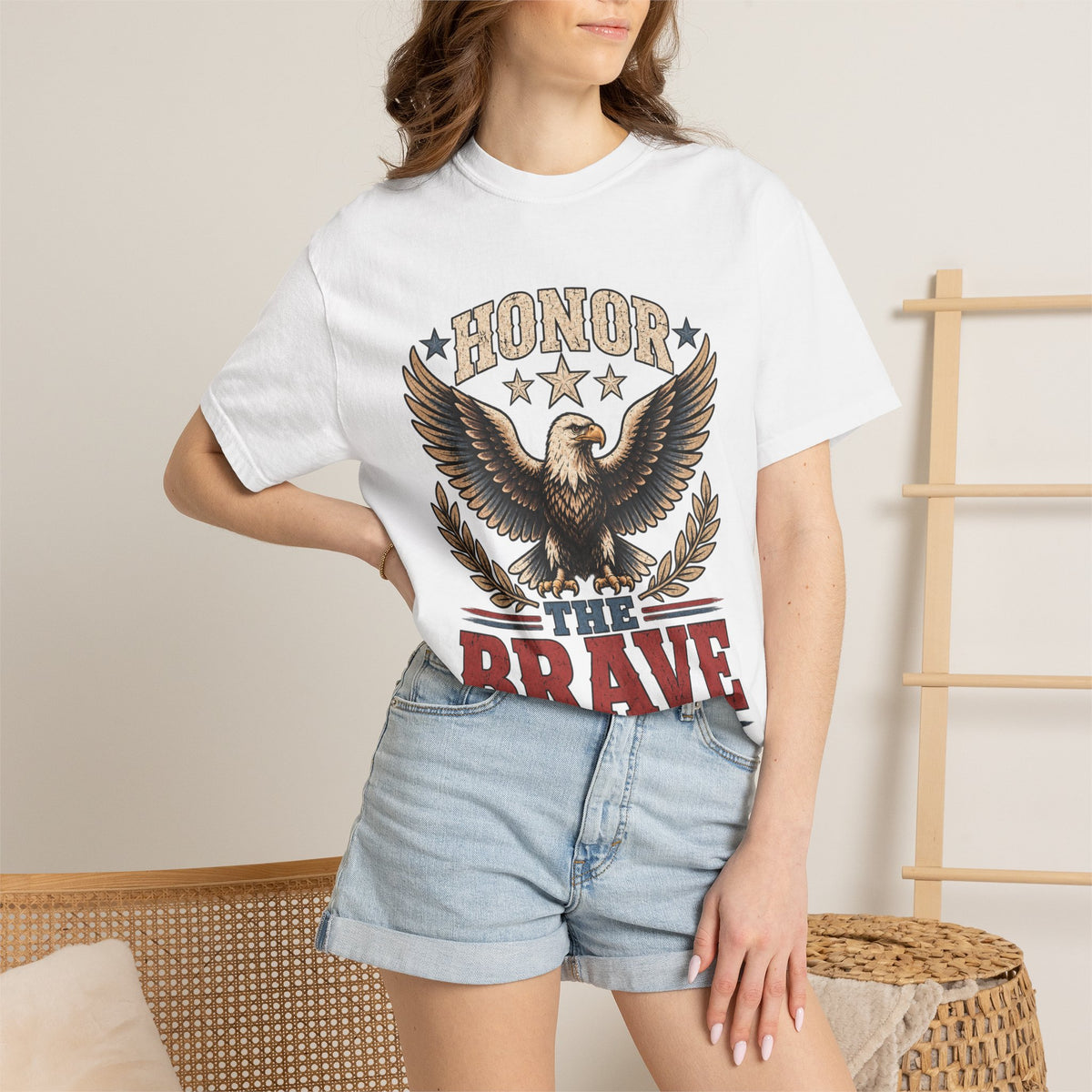 Honor The Brave Eagle graphic tee | Patriotic Vintage Stars and Stripes