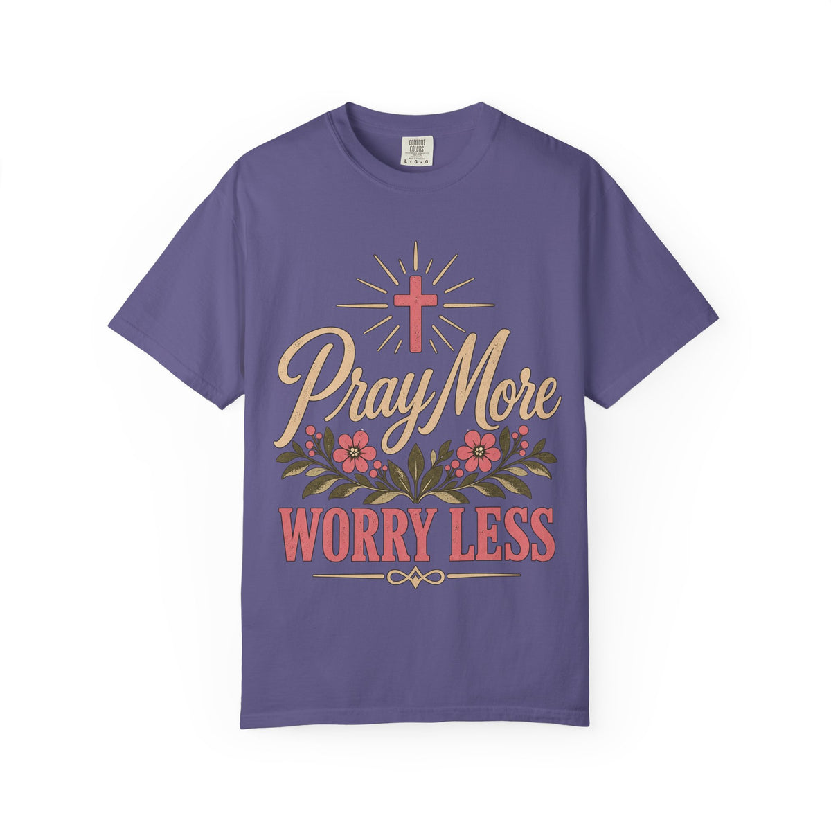 Pray More Worry Less T-shirt | Christian Cross Floral Tee