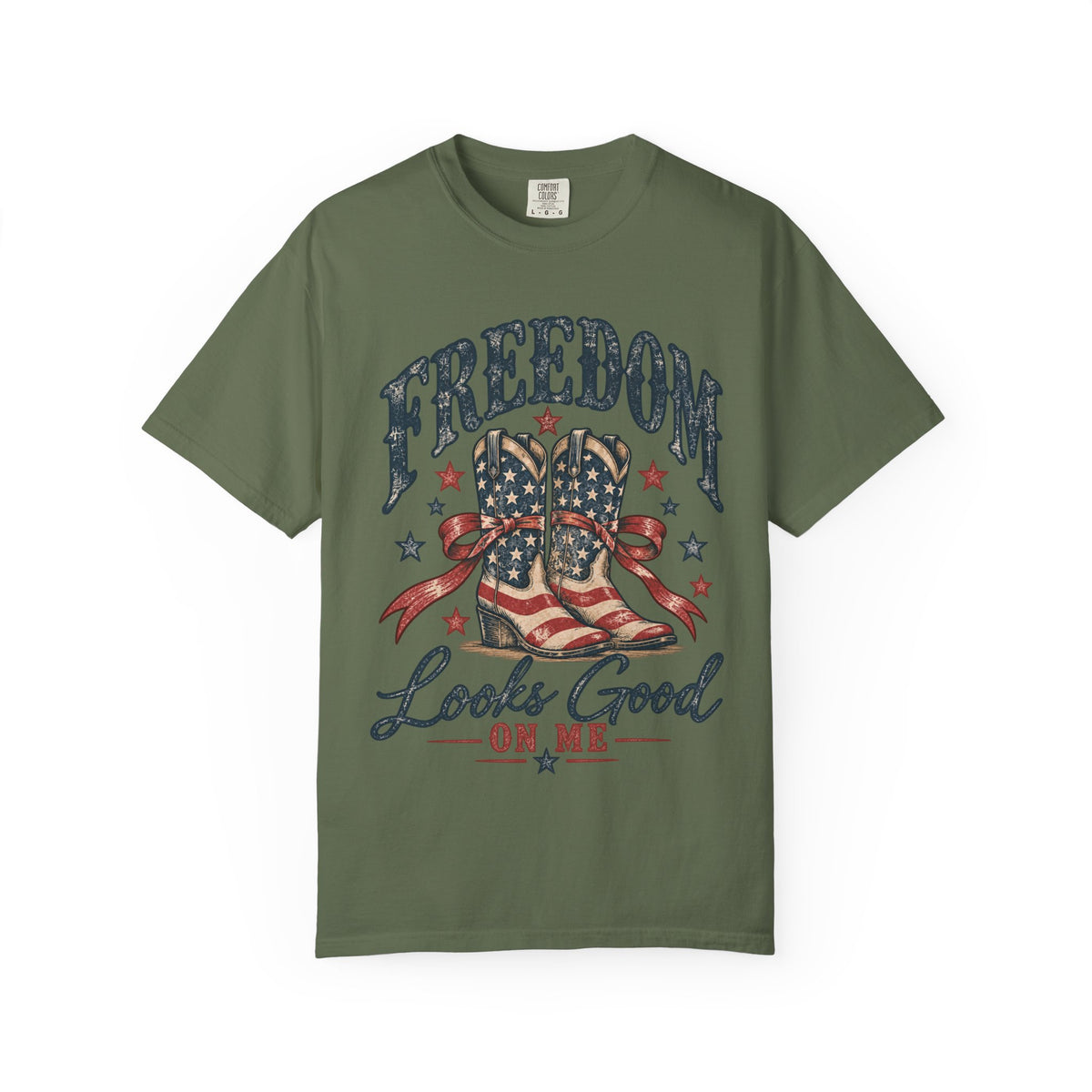 Freedom Cowboy Boots Looks Good On Me T-Shirt | American Flag Western Shirt