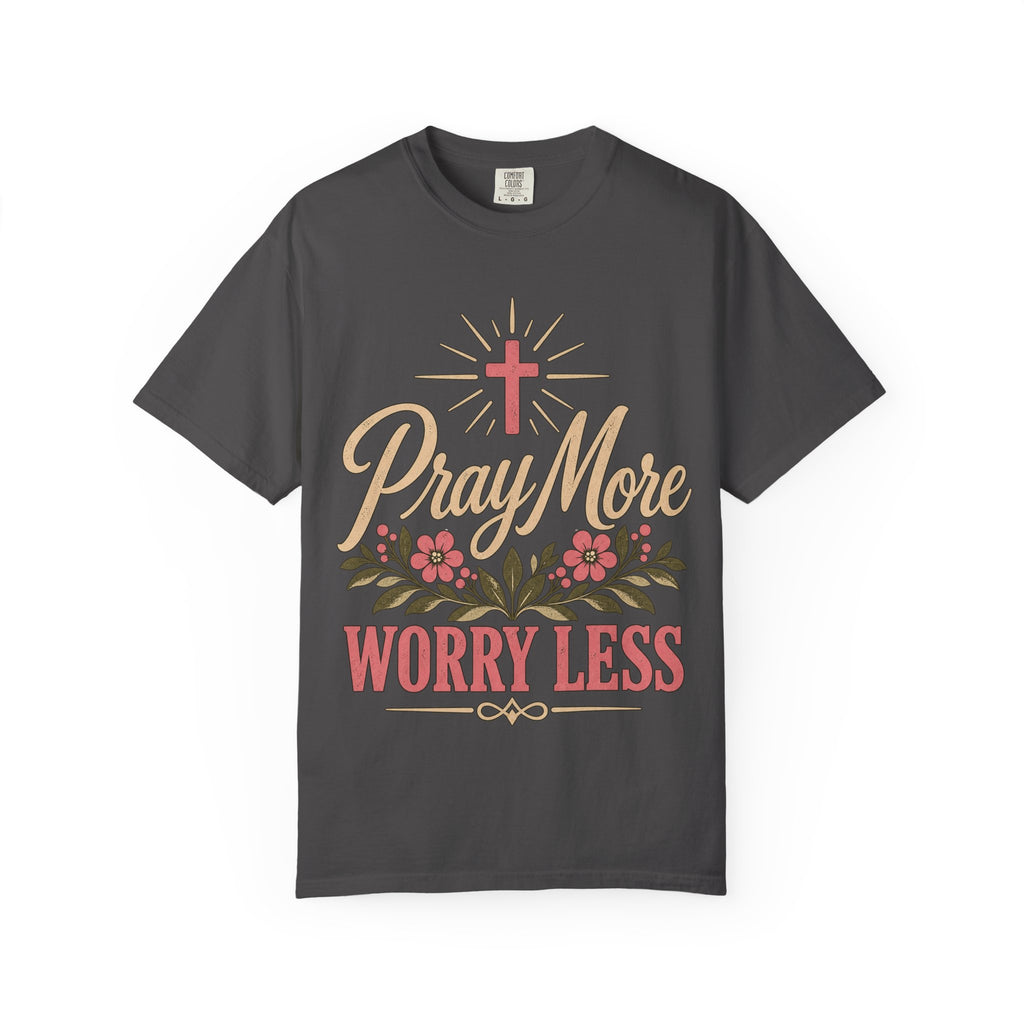 Pray More Worry Less T-shirt | Christian Cross Floral Tee