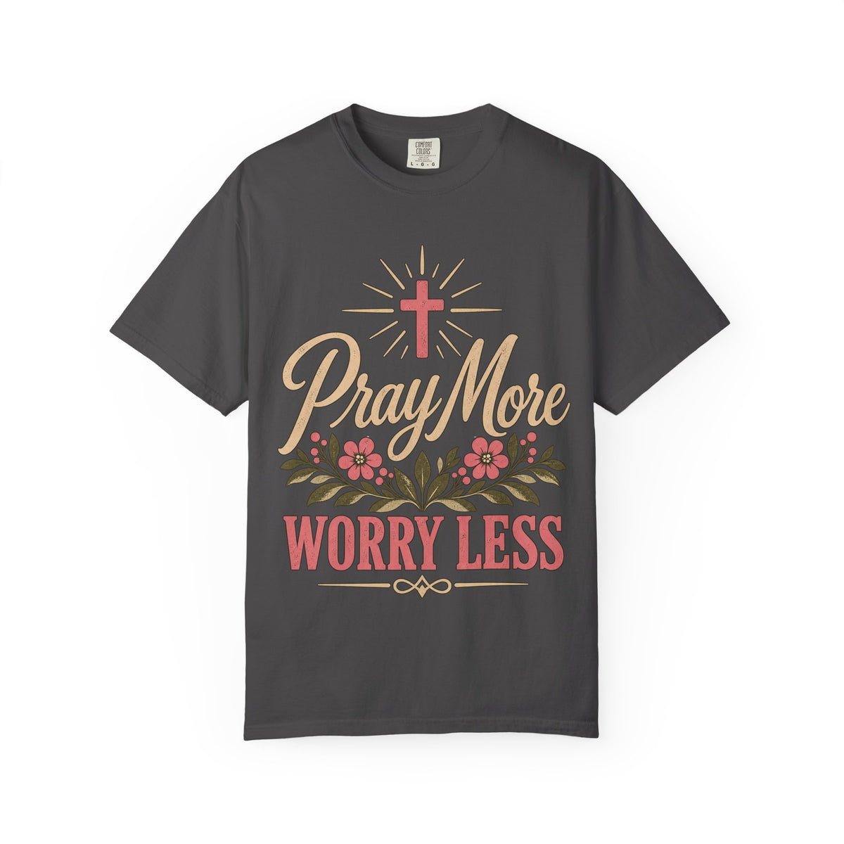 Pray More Worry Less T-shirt | Christian Cross Floral Tee