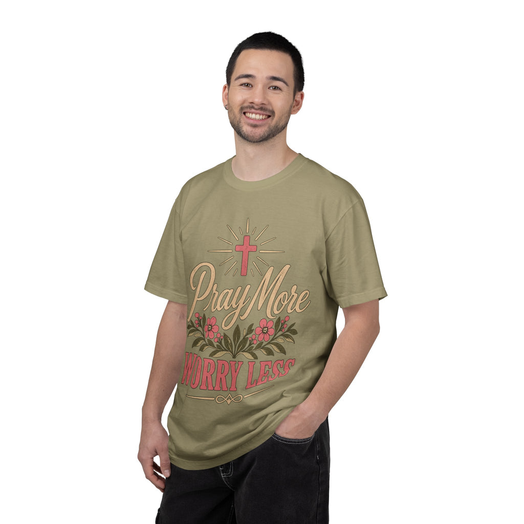 Pray More Worry Less T-shirt | Christian Cross Floral Tee
