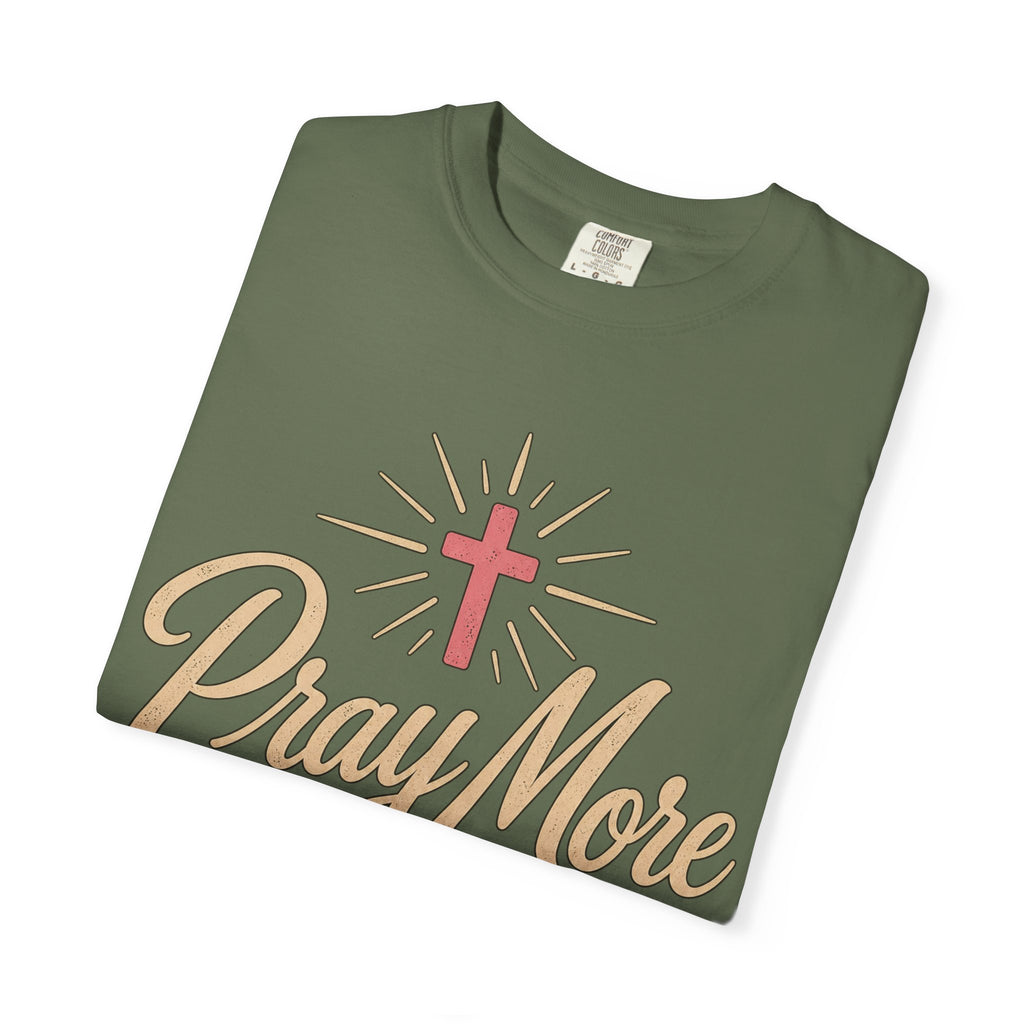 Pray More Worry Less T-shirt | Christian Cross Floral Tee