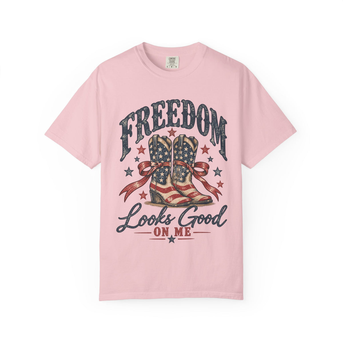 Freedom Cowboy Boots Looks Good On Me T-Shirt | American Flag Western Shirt