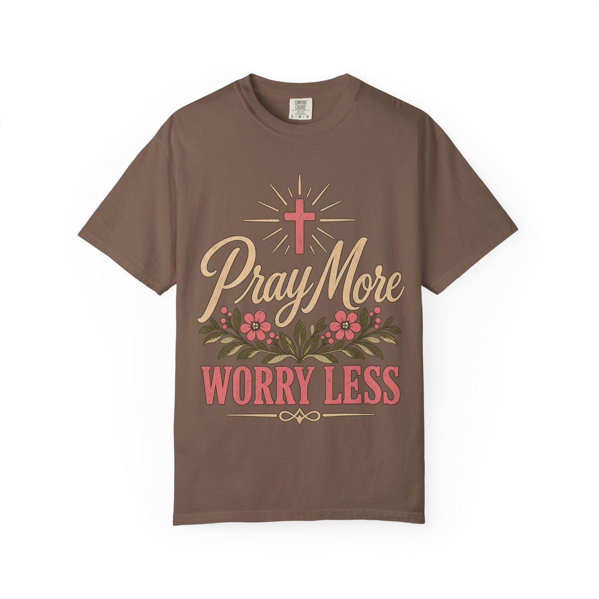 Pray More Worry Less T-shirt | Christian Cross Floral Tee