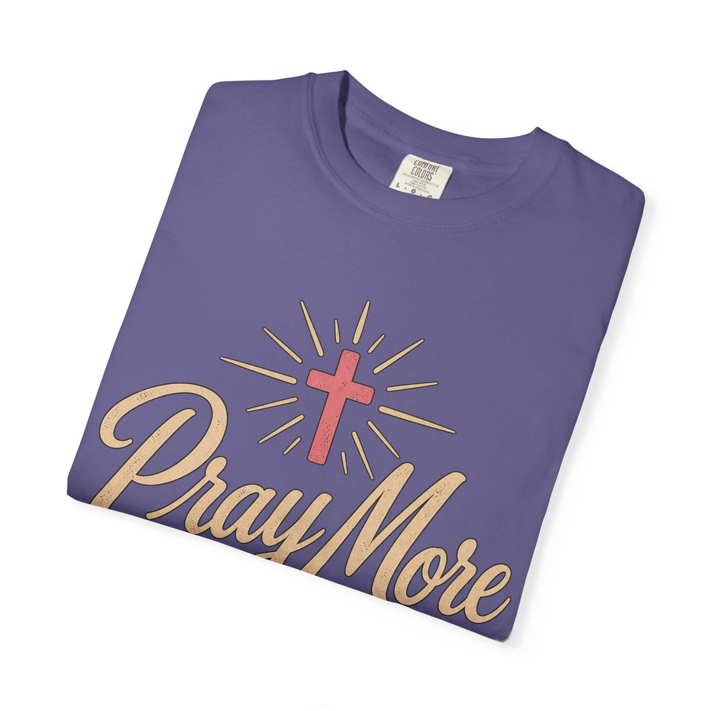 Pray More Worry Less T-shirt | Christian Cross Floral Tee