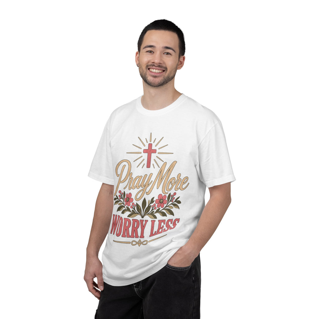 Pray More Worry Less T-shirt | Christian Cross Floral Tee