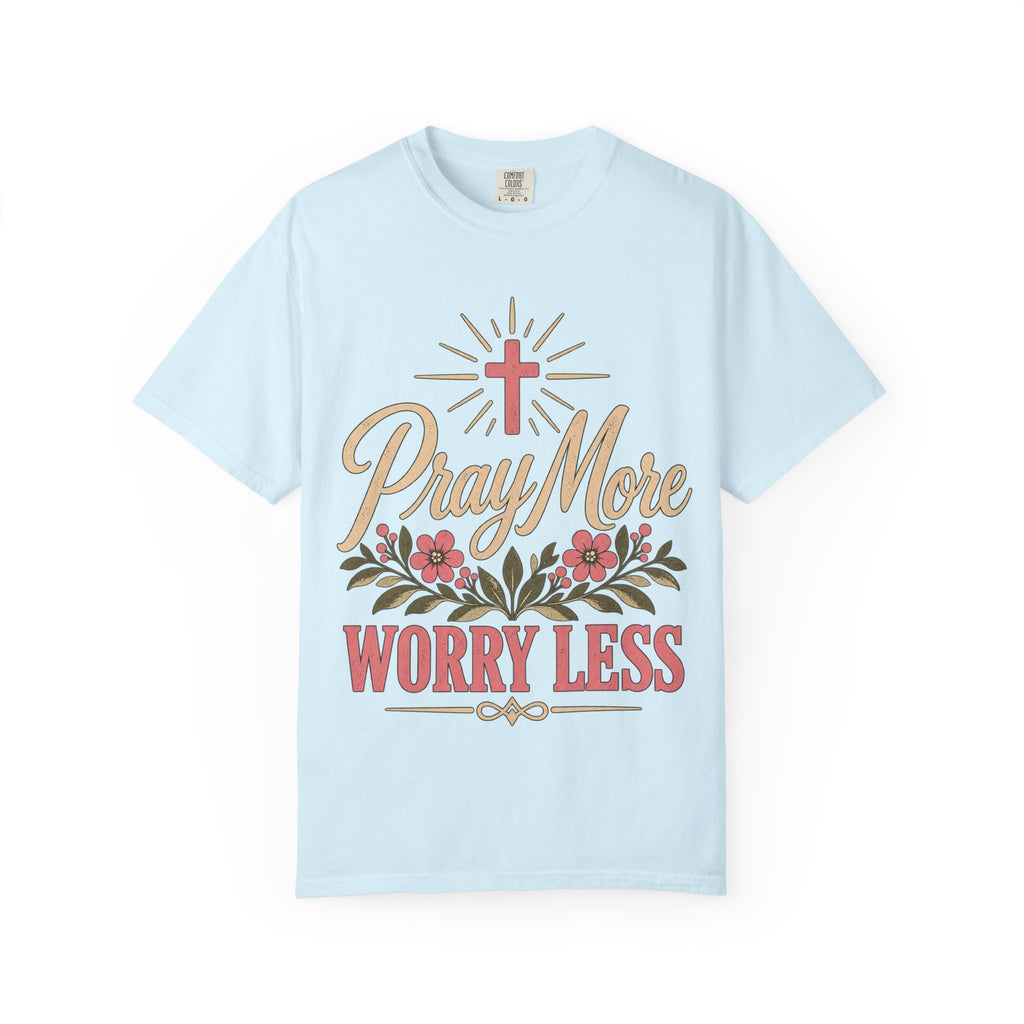 Pray More Worry Less T-shirt | Christian Cross Floral Tee