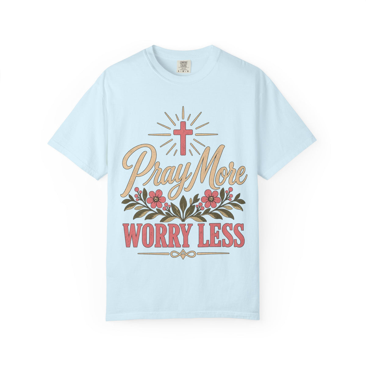 Pray More Worry Less T-shirt | Christian Cross Floral Tee