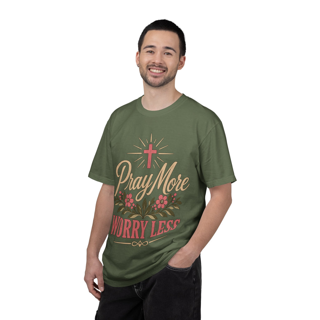 Pray More Worry Less T-shirt | Christian Cross Floral Tee