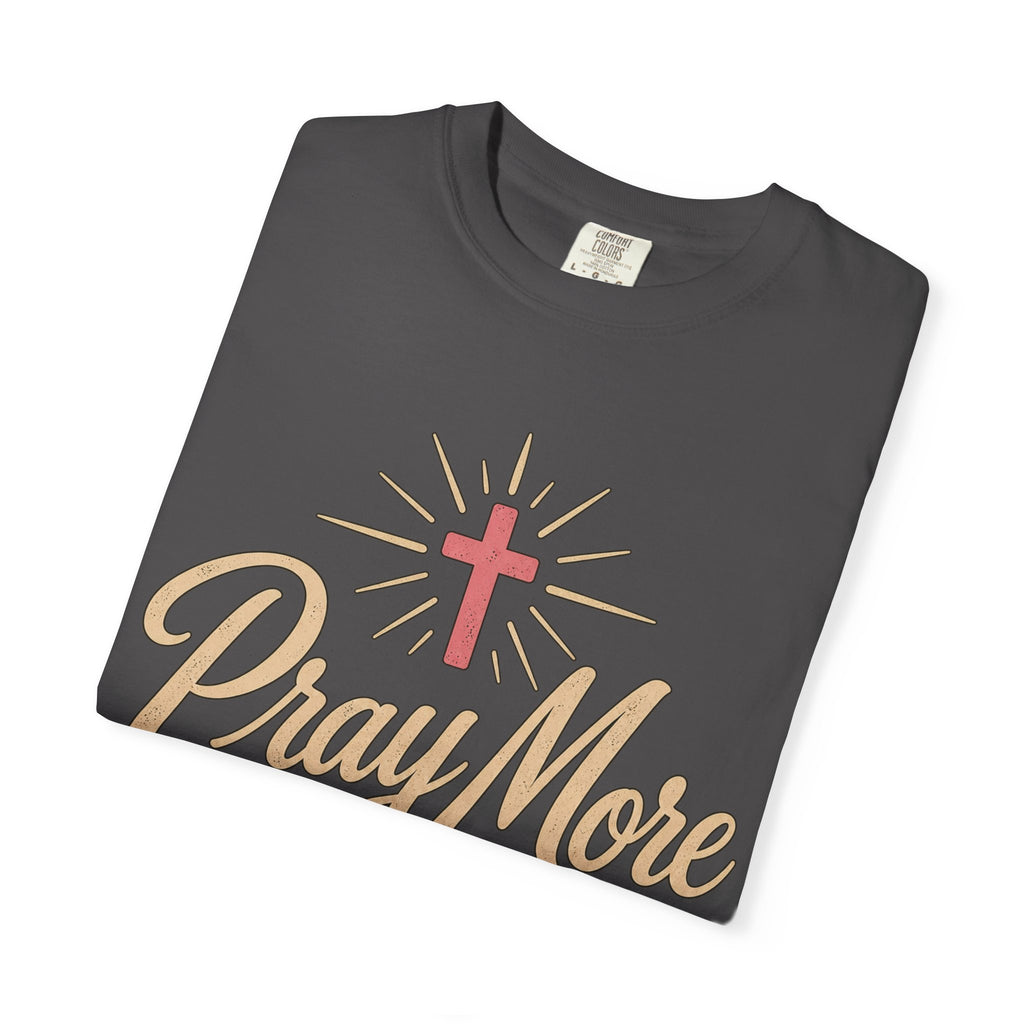 Pray More Worry Less T-shirt | Christian Cross Floral Tee