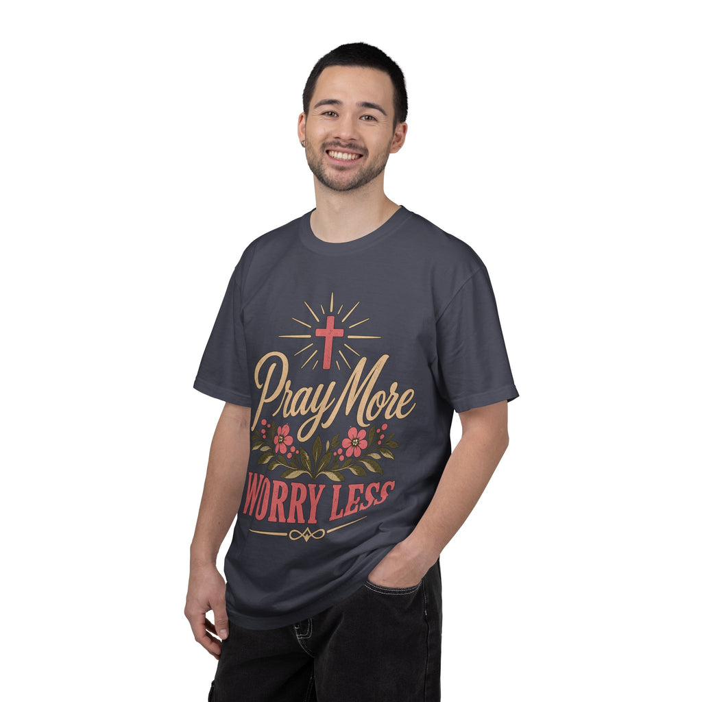 Pray More Worry Less T-shirt | Christian Cross Floral Tee