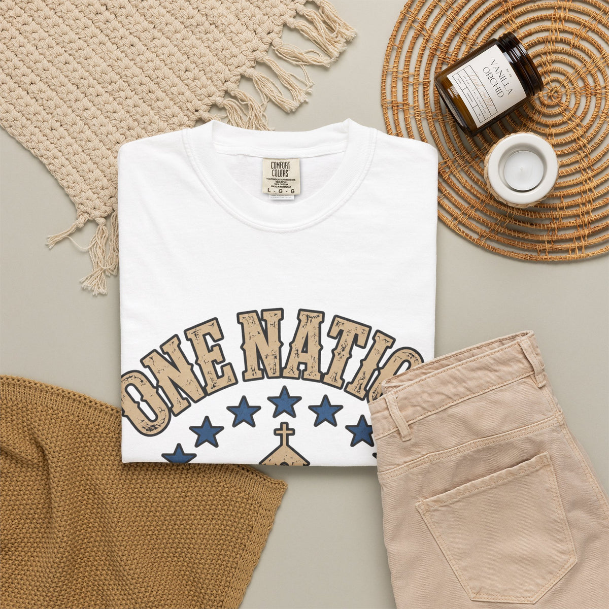One Nation Under God T-shirt | Patriotic Church Cross Stars