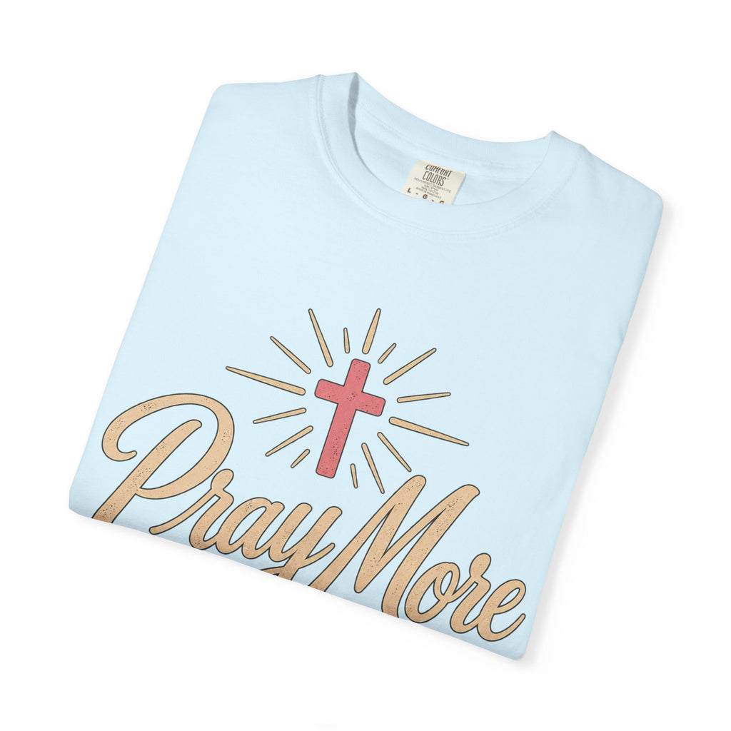 Pray More Worry Less T-shirt | Christian Cross Floral Tee