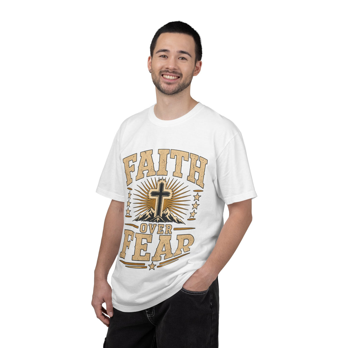 Faith Over Fear cross design T-Shirt | Christian faith graphic tee