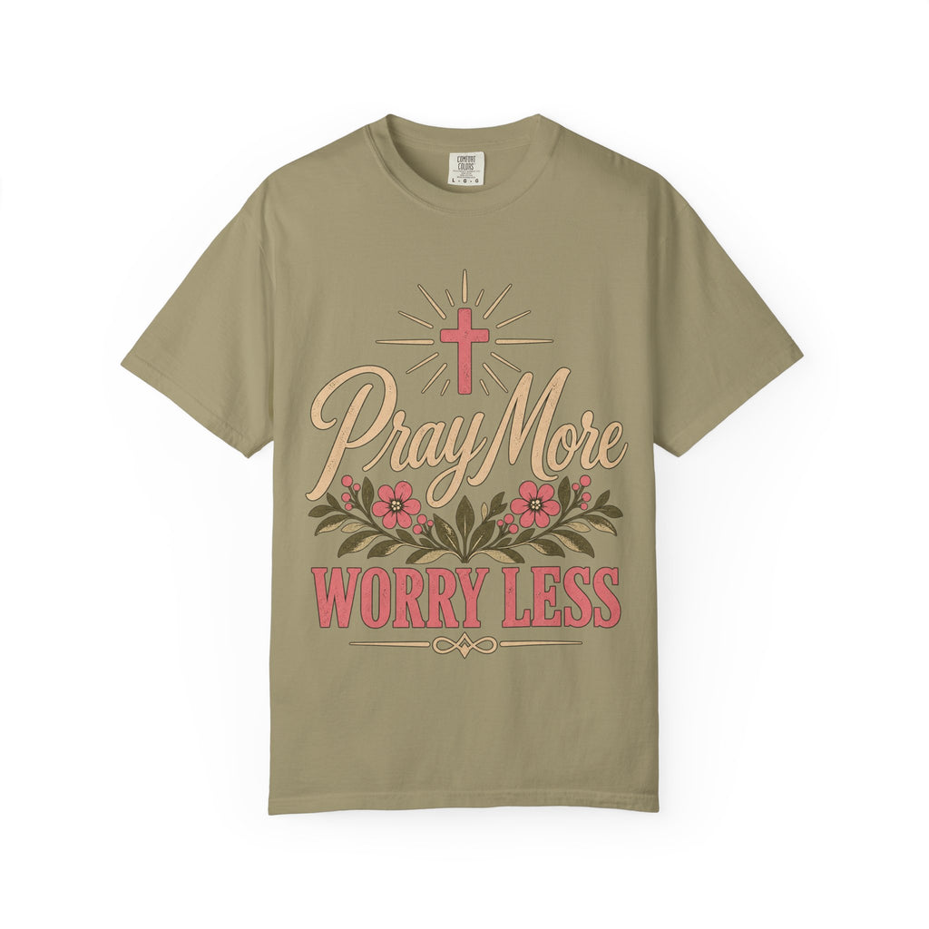 Pray More Worry Less T-shirt | Christian Cross Floral Tee