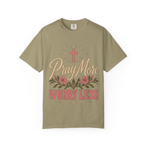Pray More Worry Less T-shirt | Christian Cross Floral Tee