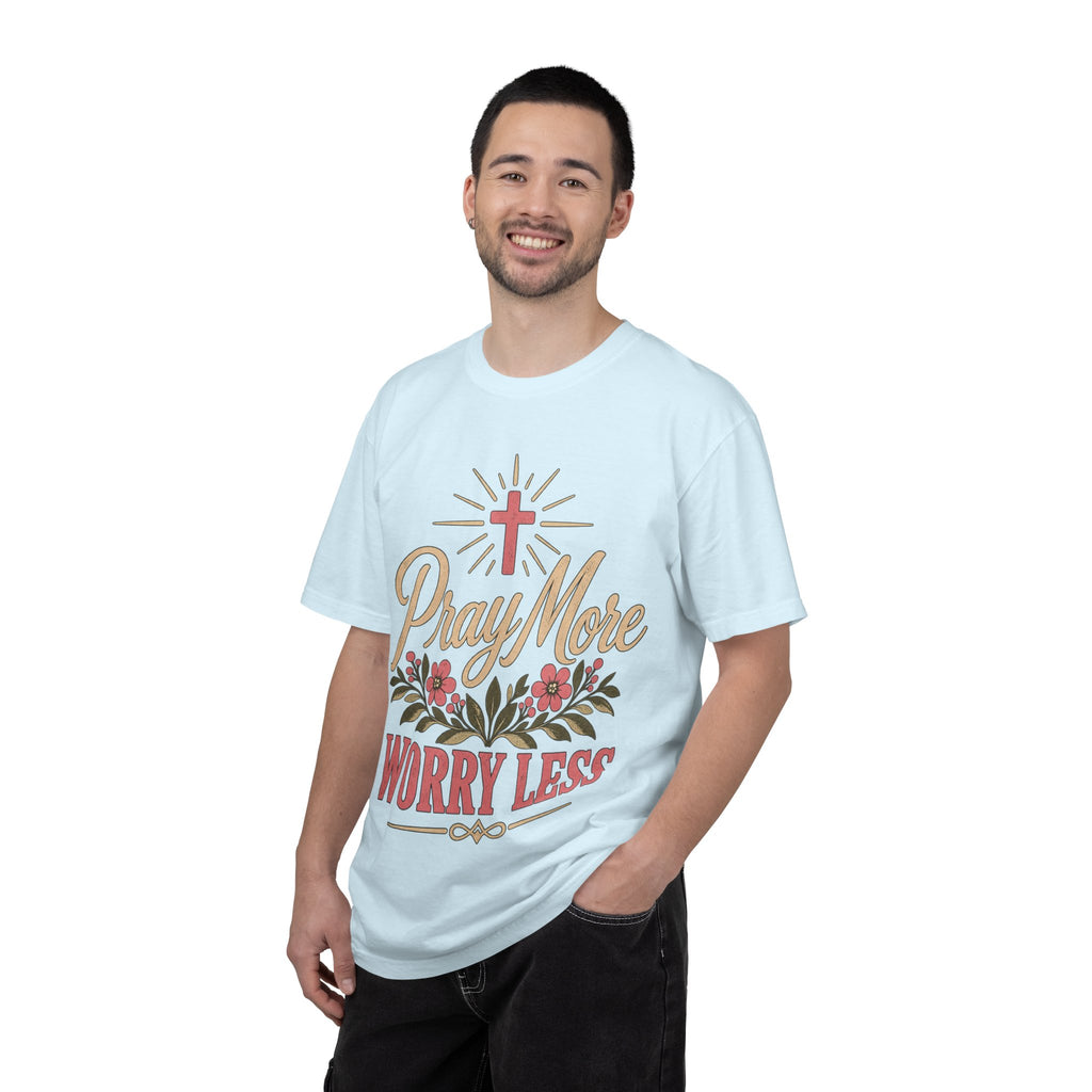 Pray More Worry Less T-shirt | Christian Cross Floral Tee